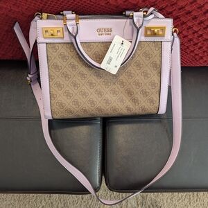 GUESS Lavender and Beige Satchel NWT